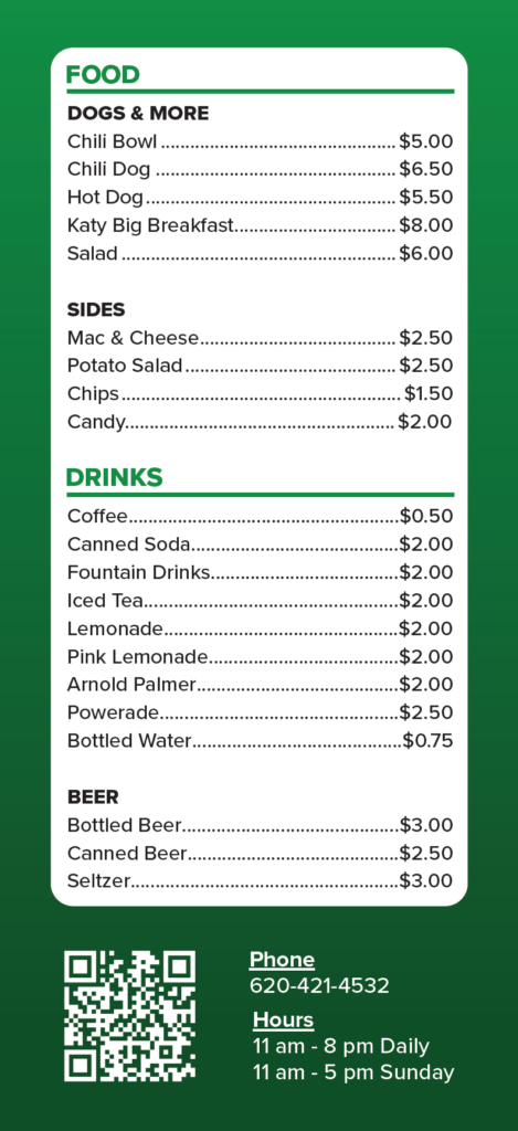 Katy Grill Menu Back